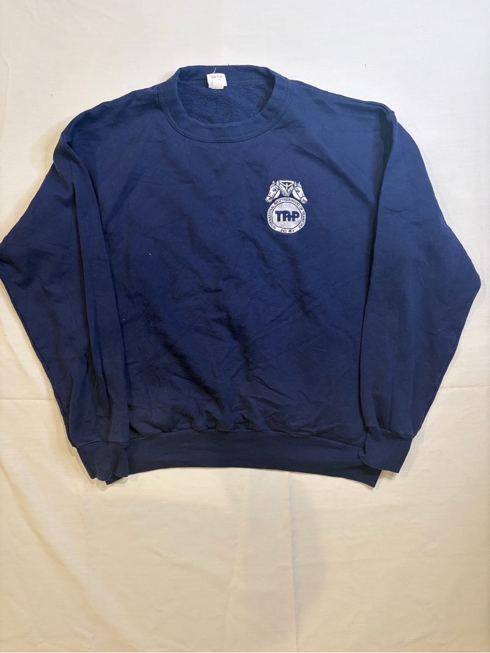 Source Unknown Navy Crewneck Sweatshirt with Chest Emblem
